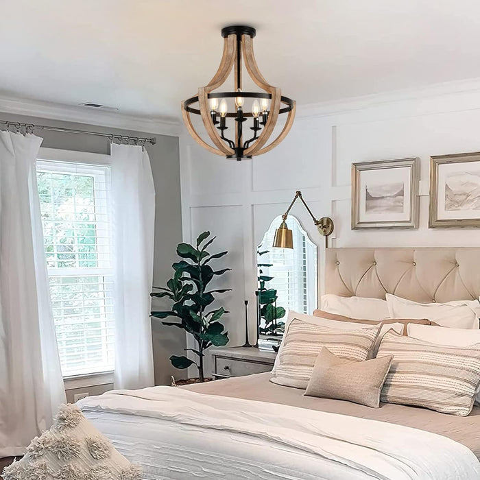 Solid Wood Modern Chandelier – Rustic Elegance by Welfel