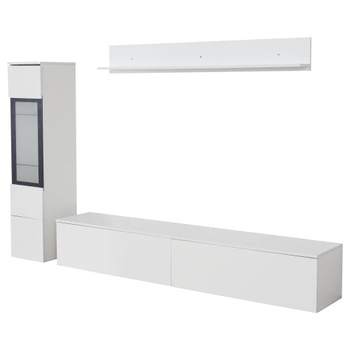 Modern LED TV Wall Unit Set - Stylish White Furniture for Living Rooms