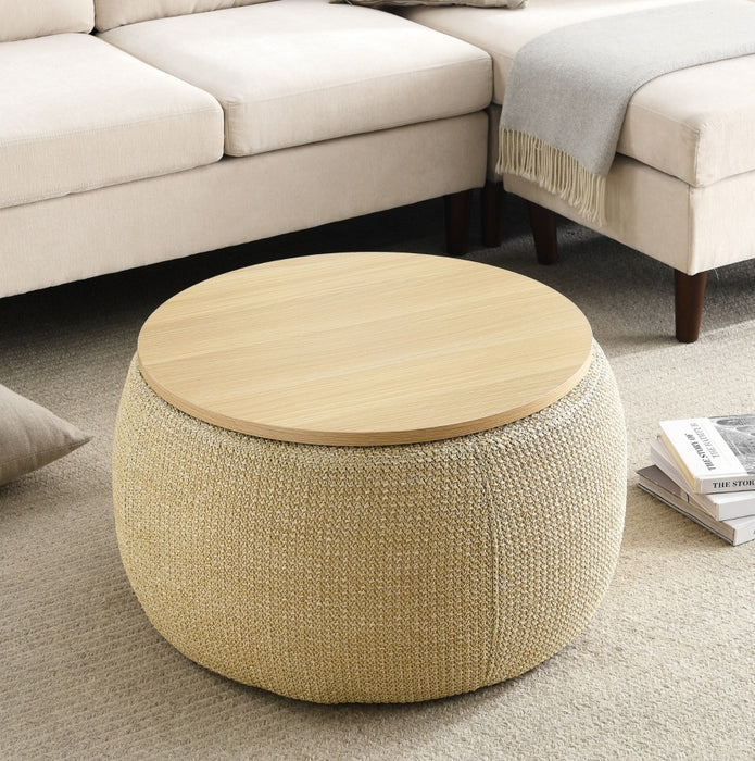 Natural 2-in-1 Ottoman & End Table – Stylish Storage Solution