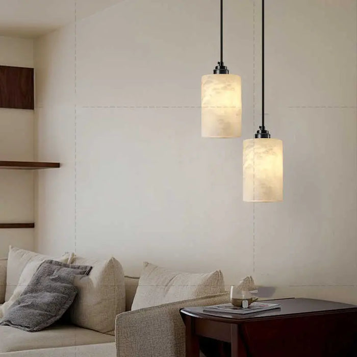 Simple And Natural Marble Copper Long Wire Chandelier HomeWares Hub