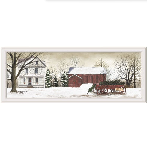 Framed "Christmas Trees for Sale" Art by Billy Jacobs - Ready to Hang, Festive Decor