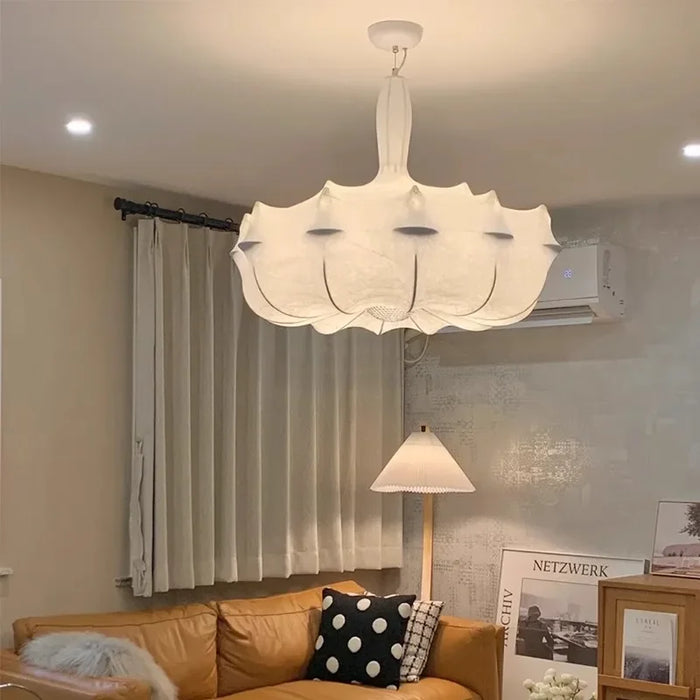 Modern Japanese Wabi-Sabi Silk Chandelier – Elegant Pendant Light for Living Room & Bedroom