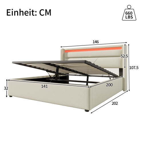PU Doppelbett 140x200cm Mit Fernbedienung