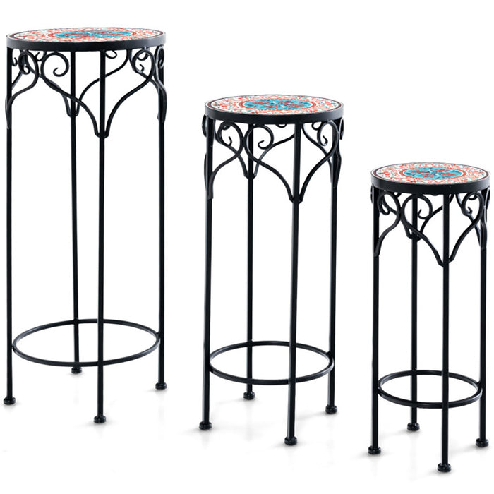 Elegant Ceramic-Topped Flower Stand Set for Garden Bliss