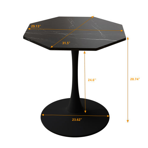 Modern Octagonal Coffee Table - Chic Black Marble Design, Ideal for Small Spaces