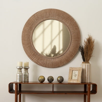 Rustic Handcarved Wall Mirror - Timeless Farmhouse Charm