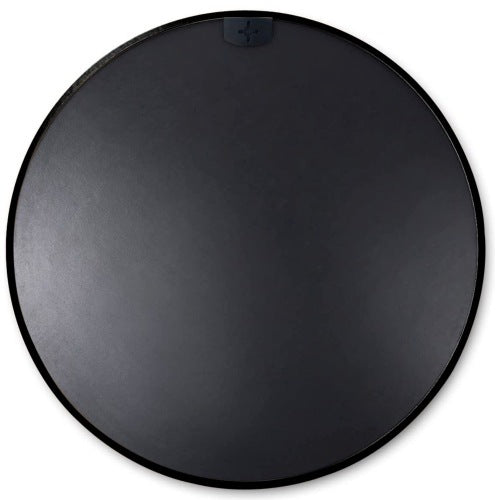 32" Black Metal Framed Round Bathroom Mirror – Modern Elegance