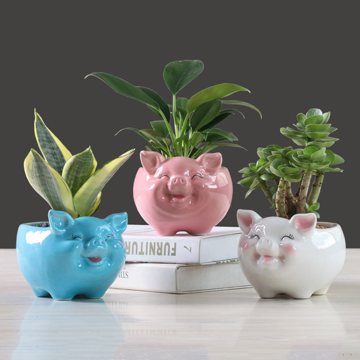 Nordic Cartoon Animal Succulent Pot - Cute Ceramic Decor for Plant Lovers