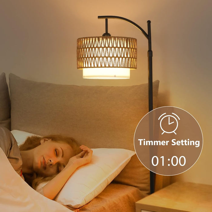 Floor Lamp For Living Room With 3 Color Temperatures, Farmhouse Floor Lamps With Remote & Dimmab