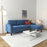 Navy Blue Convertible Sofa with USB & Storage - Space-Saver for Modern Living