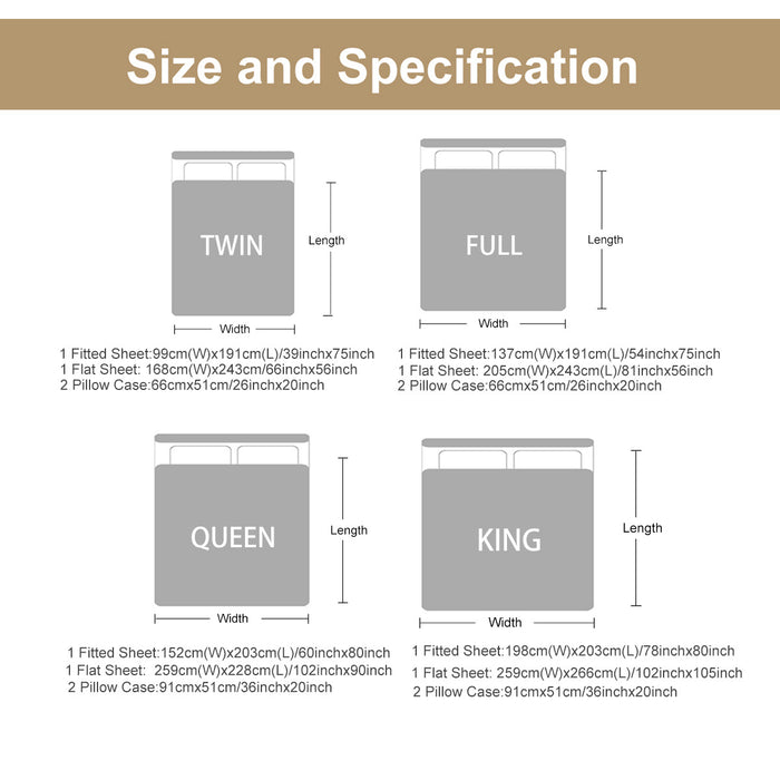4 Pcs Of Forest Mushroom Natural Style Printed Series Beds, 1 Bedsheet, 1 Bed Sheet, And 2 Pillowcases Bedding, Suitable For All Seasons