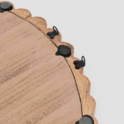 Rustic Wooden Bead Wall Mirror – 32" Natural Elegance