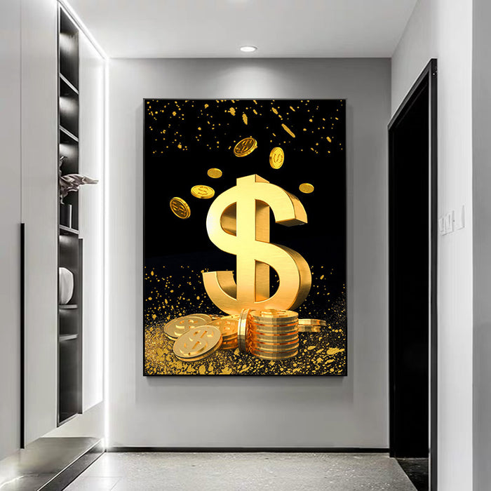 "Abstract Gold Coin Canvas Art - Stylish Decor for Trendsetters"