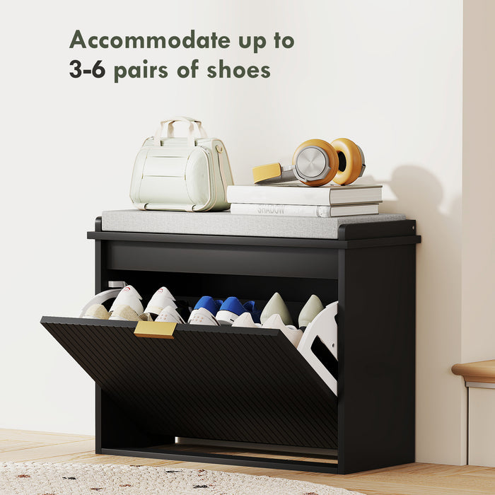 Shoe Storage Bench with Cushion - Stylish Entryway Organizer