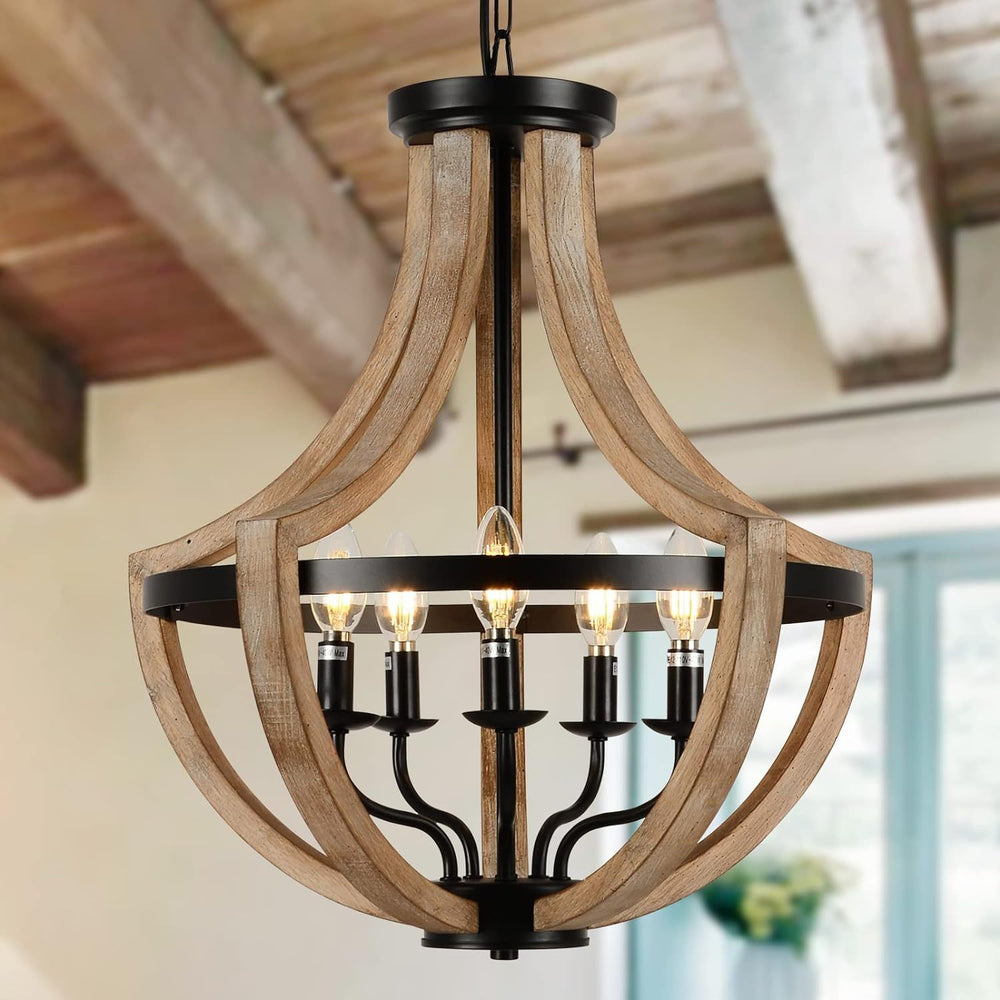 Solid Wood Modern Chandelier – Rustic Elegance by Welfel