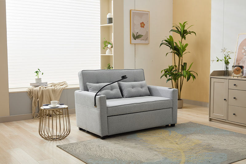 Futon Chair Bed Convertible Chair 3-in-1 Pull Out Sleeper Chair Beds With USB Ports,Wear-resistant And Anti-scratch, Armchair Bed Sleeper For Living Room