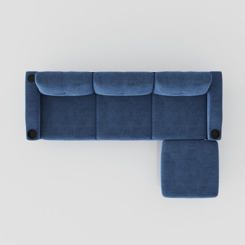 Navy Blue Convertible Sofa with USB & Storage - Space-Saver for Modern Living