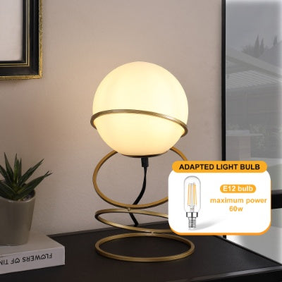 Glass Globe Gold Spiral Table Lamp - Chic LED Elegance for Bedrooms