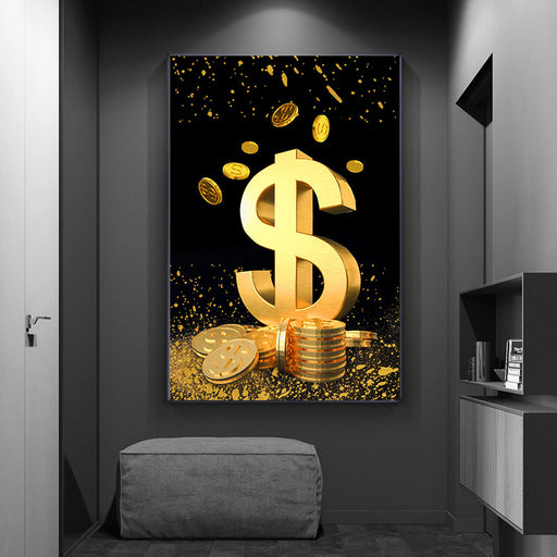 "Abstract Gold Coin Canvas Art - Stylish Decor for Trendsetters"