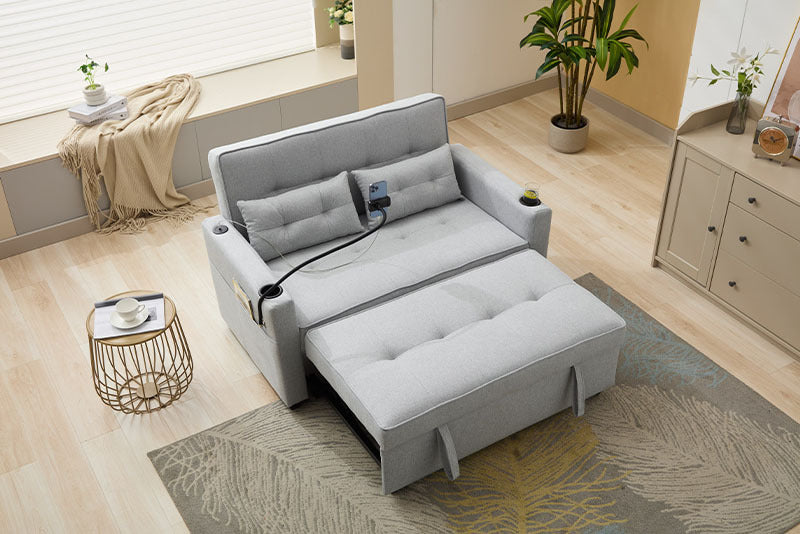Futon Chair Bed Convertible Chair 3-in-1 Pull Out Sleeper Chair Beds With USB Ports,Wear-resistant And Anti-scratch, Armchair Bed Sleeper For Living Room