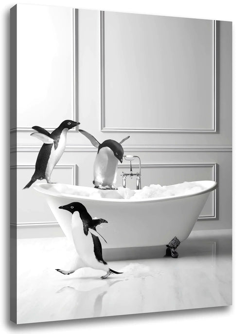 Penguin Bath Fun Canvas Wall Art HomeWares Hub