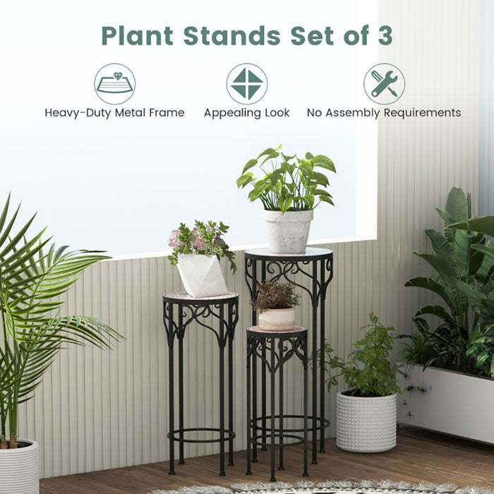 Elegant Ceramic-Topped Flower Stand Set for Garden Bliss