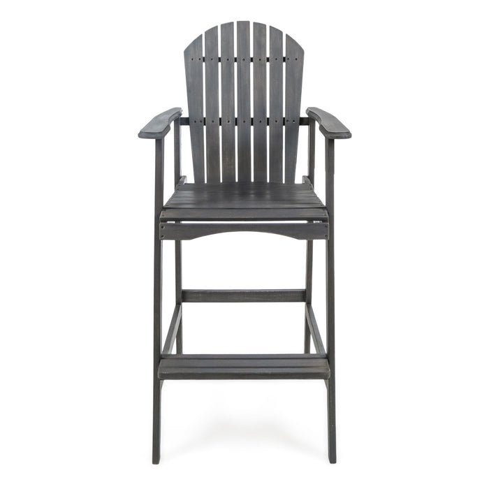 Dark Grey Acacia Wood Bar Stool - Stylish Patio Comfort