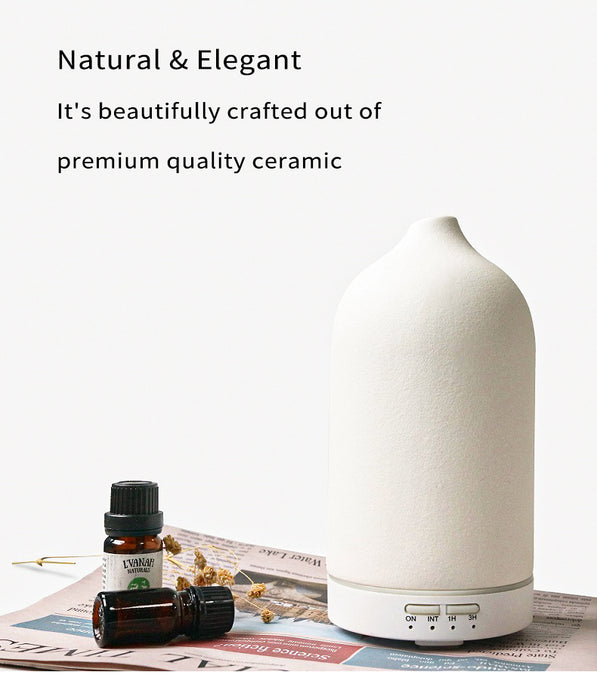 Ceramic Aroma Diffuser - 5 Colors, Ultrasonic Humidifier