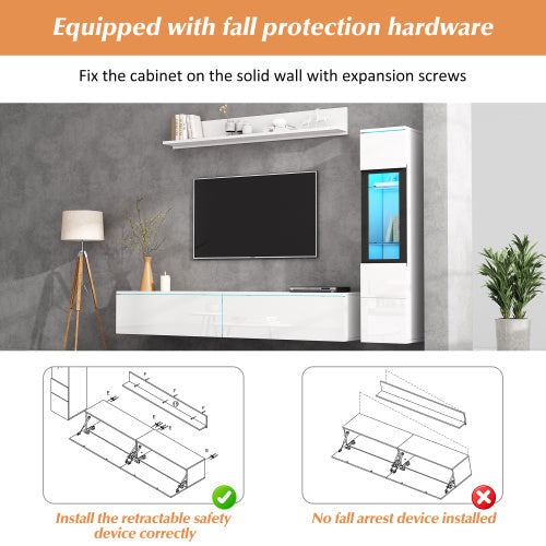 Modern LED TV Wall Unit Set - Stylish White Furniture for Living Rooms