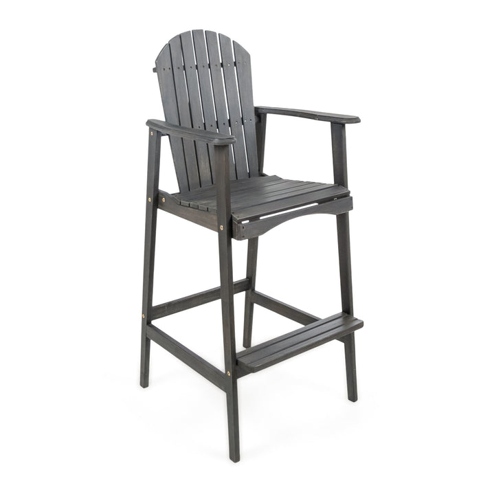Dark Grey Acacia Wood Bar Stool - Stylish Patio Comfort