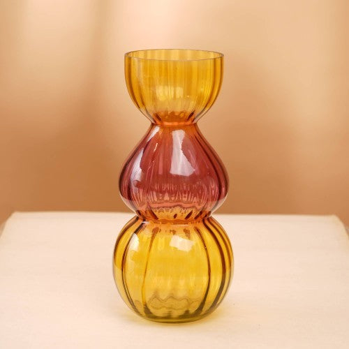Gleaming Orange Bubble Vase - Unique Handcrafted Elegance