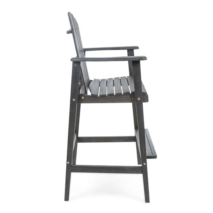 Dark Grey Acacia Wood Bar Stool - Stylish Patio Comfort