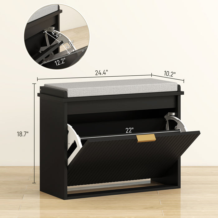 Shoe Storage Bench with Cushion - Stylish Entryway Organizer