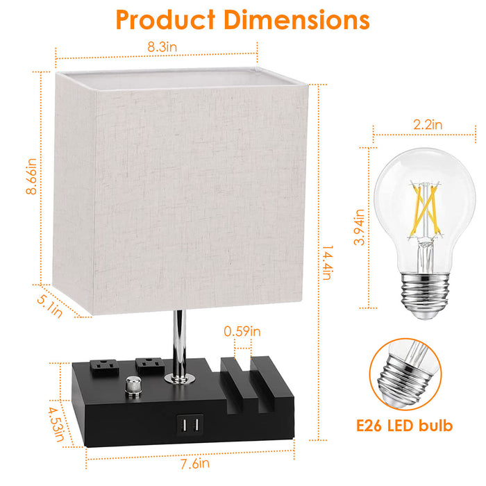 Dimmable Table Lamp with USB Ports - Cozy Lighting for Bedrooms