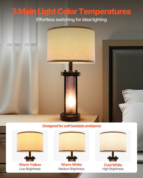 Farmhouse Table Lamps Set of 2 with USB Ports for Modern Living
