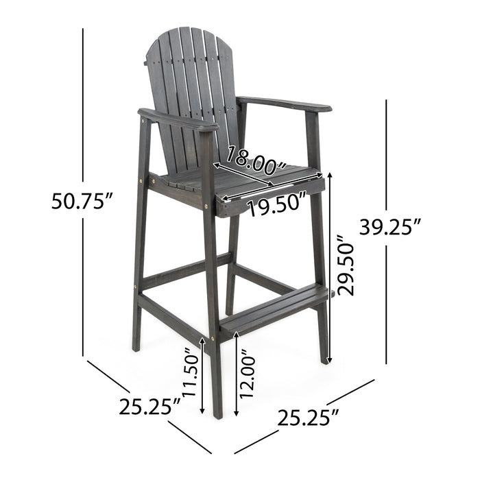 Dark Grey Acacia Wood Bar Stool - Stylish Patio Comfort