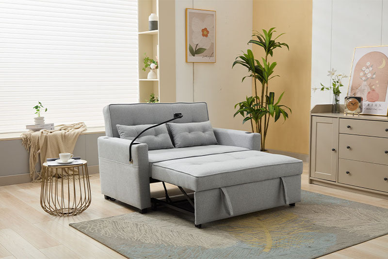 Futon Chair Bed Convertible Chair 3-in-1 Pull Out Sleeper Chair Beds With USB Ports,Wear-resistant And Anti-scratch, Armchair Bed Sleeper For Living Room