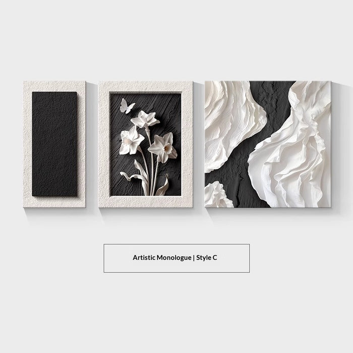 Modern Minimalist Black White And Gray Abstract Painting For Living Room Decor A Contemporary Tri Tone Wall Art