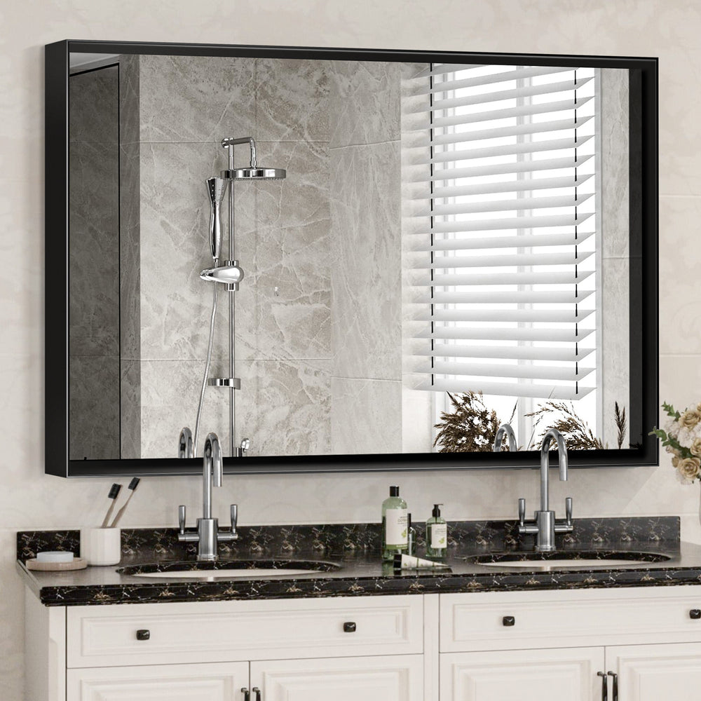 Glossy Black 40x30" Bathroom Mirror - Modern Luxury for You