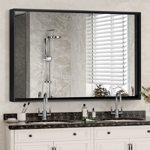 Glossy Black 40x30" Bathroom Mirror - Modern Luxury for You
