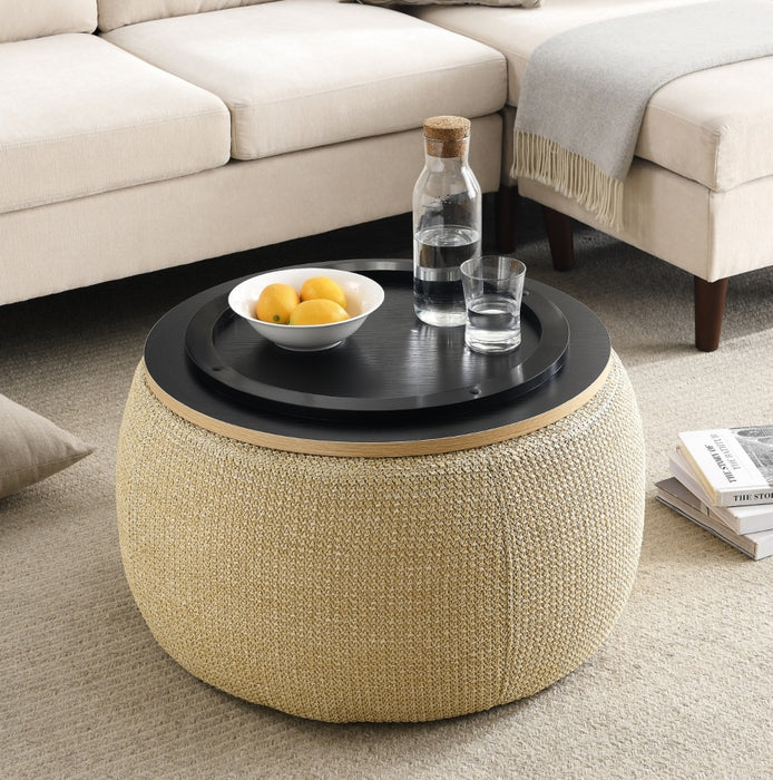 Natural 2-in-1 Ottoman & End Table – Stylish Storage Solution
