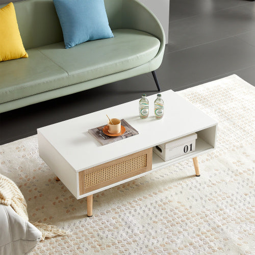 Chic Rattan Coffee Table - Stylish Storage Solution for Modern Homes