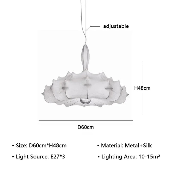 Modern Japanese Wabi-Sabi Silk Chandelier – Elegant Pendant Light for Living Room & Bedroom