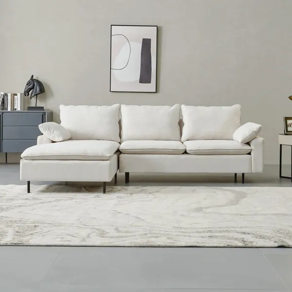 L-Shaped Linen Sectional Sofa With Right Chaise,living Room ,bedroom,office.