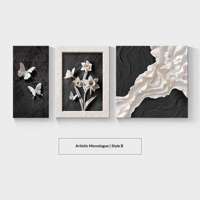 Modern Minimalist Black White And Gray Abstract Painting For Living Room Decor A Contemporary Tri Tone Wall Art