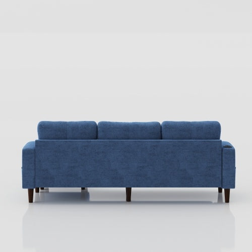 Navy Blue Convertible Sofa with USB & Storage - Space-Saver for Modern Living