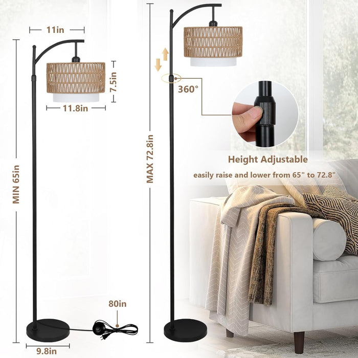Floor Lamp For Living Room With 3 Color Temperatures, Farmhouse Floor Lamps With Remote & Dimmab