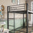 Metal Bunk Bed Twin Over Twin, Heavy Duty Twin Bunk Beds With Shelf And Slatted Support No Box Spring Needed Black