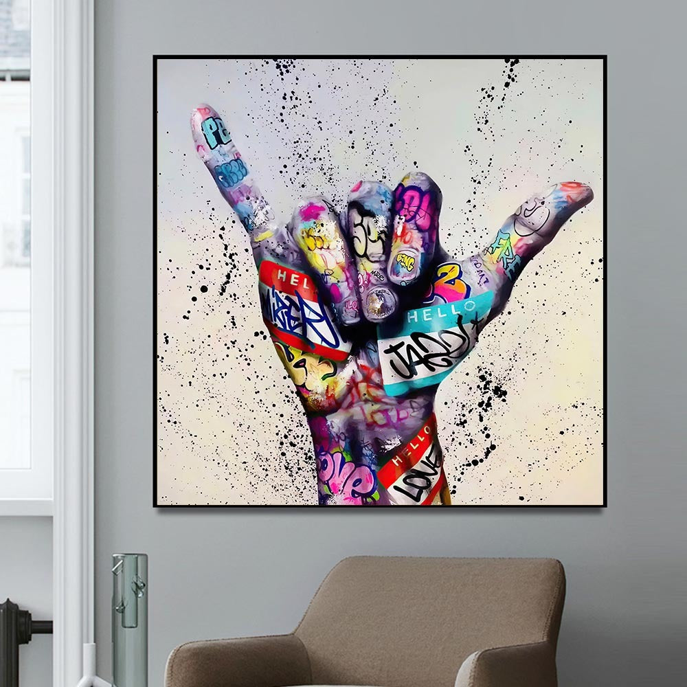 "Vibrant Abstract Graffiti Canvas Art for Urban Spaces"
