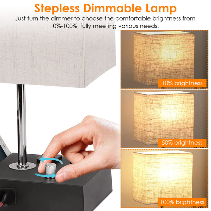 Dimmable Table Lamp with USB Ports - Cozy Lighting for Bedrooms